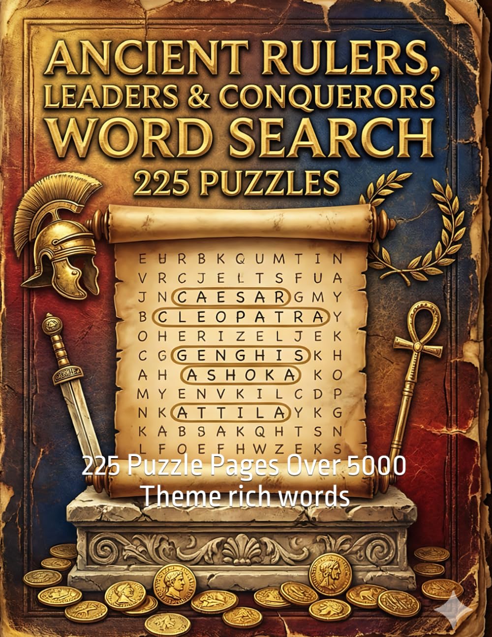 ANCIENT HISTORY BOOK 2: RULERS, LEADERS & CONQUERORS: 225 Puzzle Pages Over 5000 Theme rich words (The Complete Ancient Civilizations Word Search Collection)