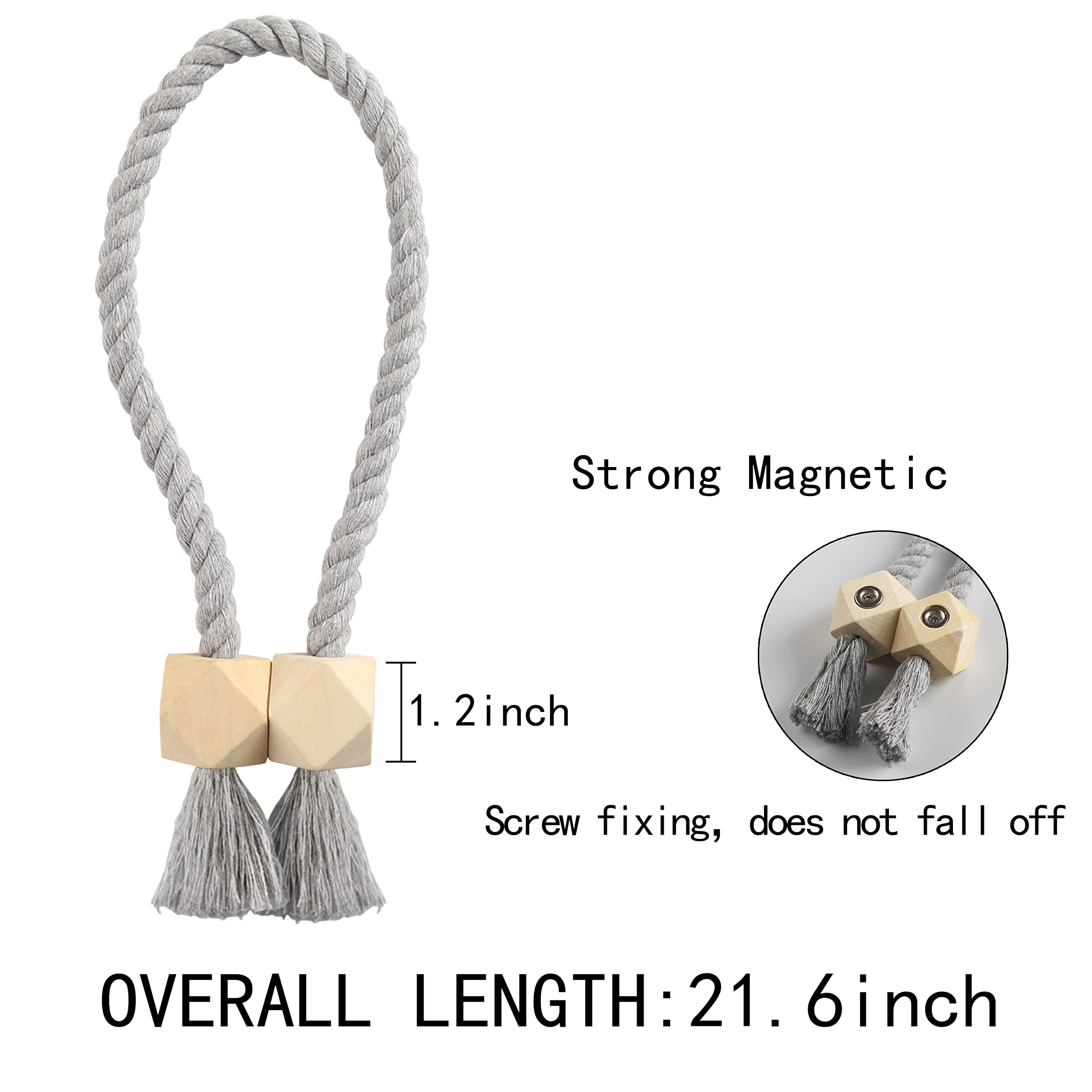 Set Di 6 Fermatenda Magnetici In Corda Di Cotone Intrecciata