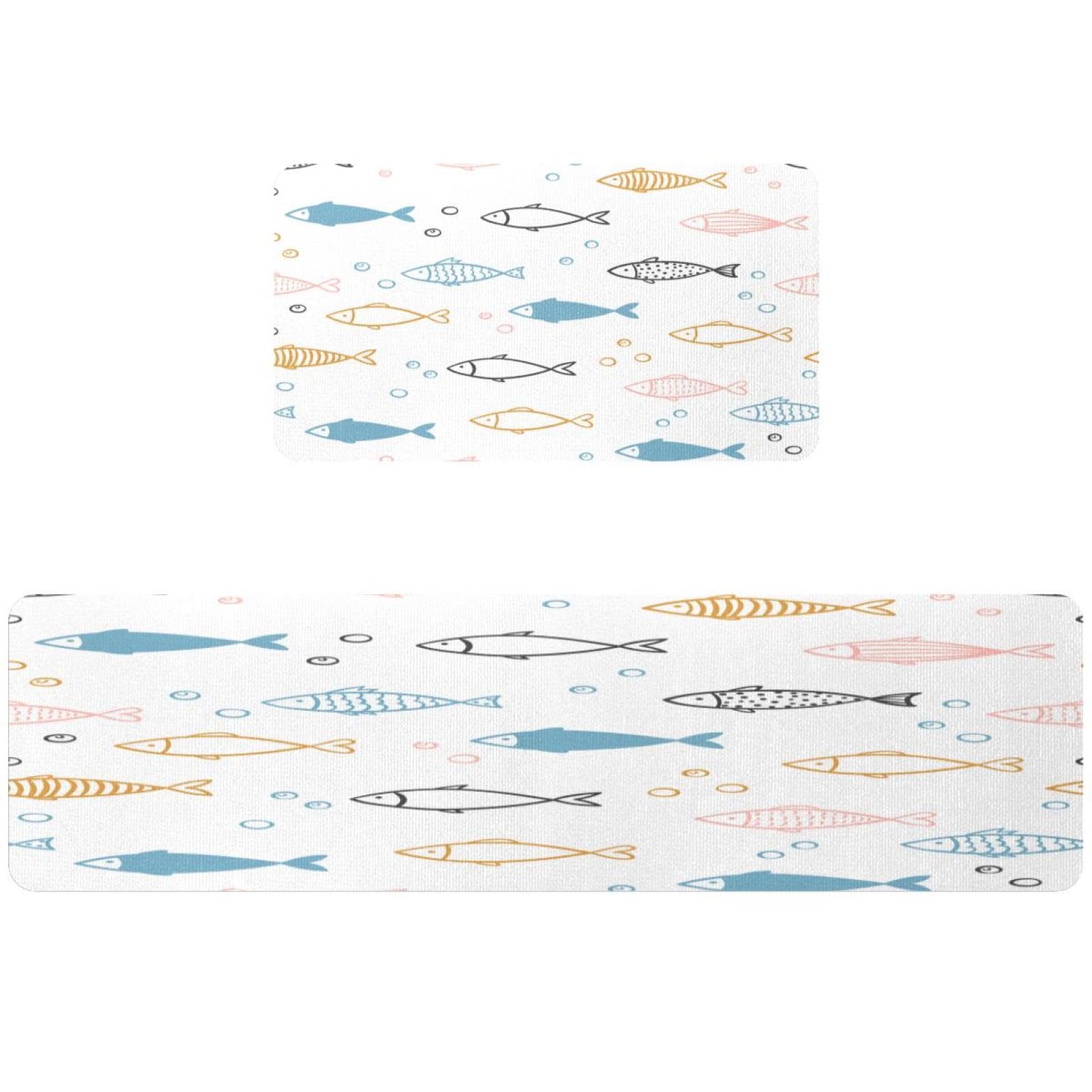 Lot de 2 tapis de cuisine colorés antidérapants et lavables pour le sol