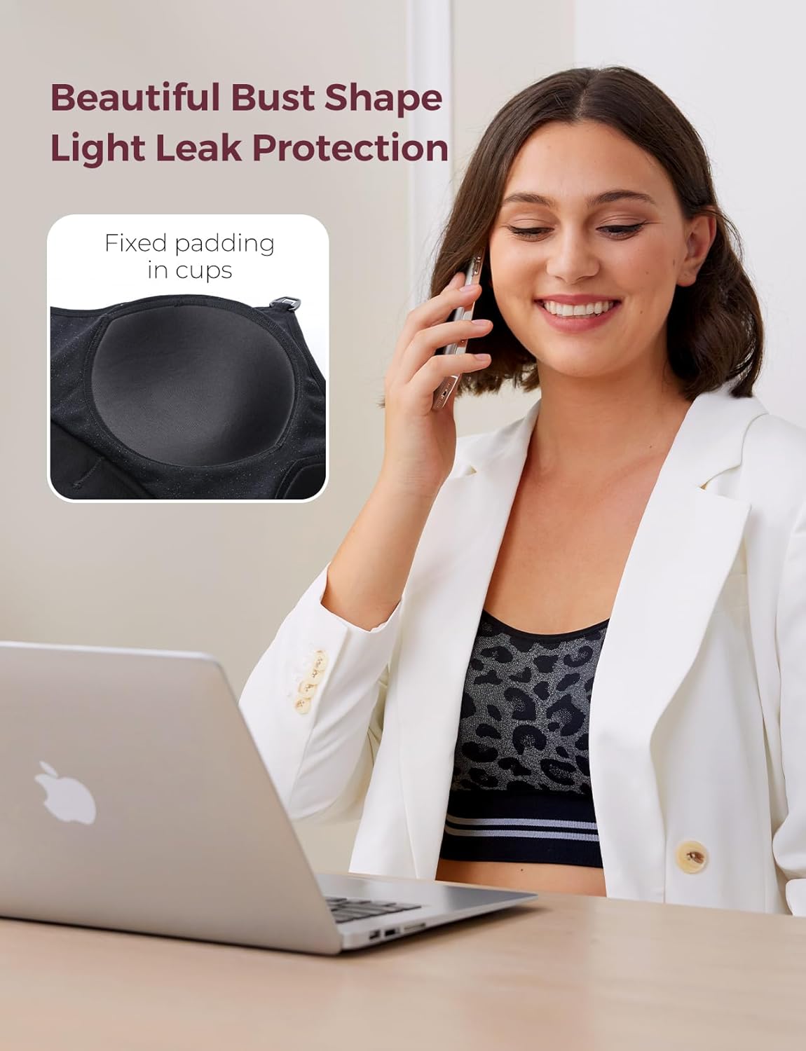 Momcozy Pumping Bra Hands Free | Seamless Nursing Bras for Pumping | Breast Pump Bra with Fixed Padding, Wireless - Image 6