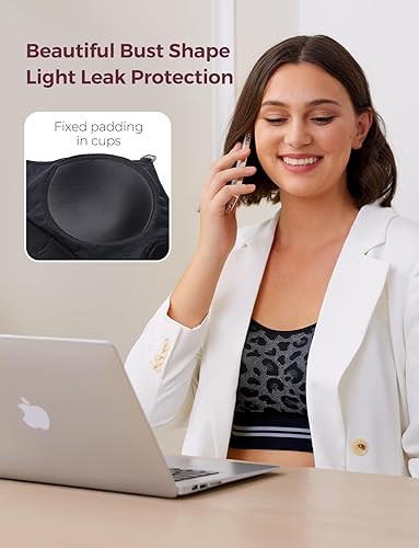 Miniatura 4 de Momcozy Sujetador de bombeo manos libres Sujetadores de lactancia sin costuras para bombeo Sujetador de extractor de leche con relleno fijo, sin