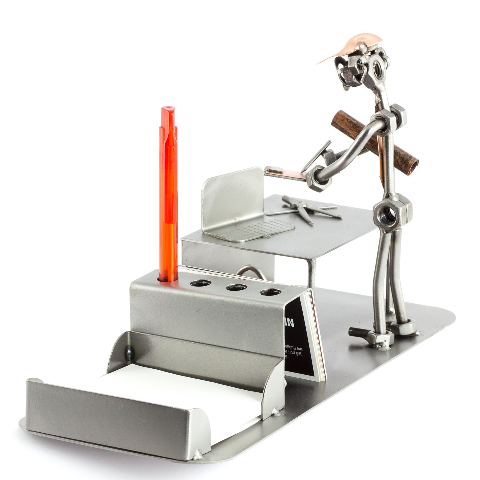 Steelman24 I Omini di Viti Ingegnere con Organizer per Ufficio I Idee Regalo Originale I Soprammobili in Metallo I Modellino