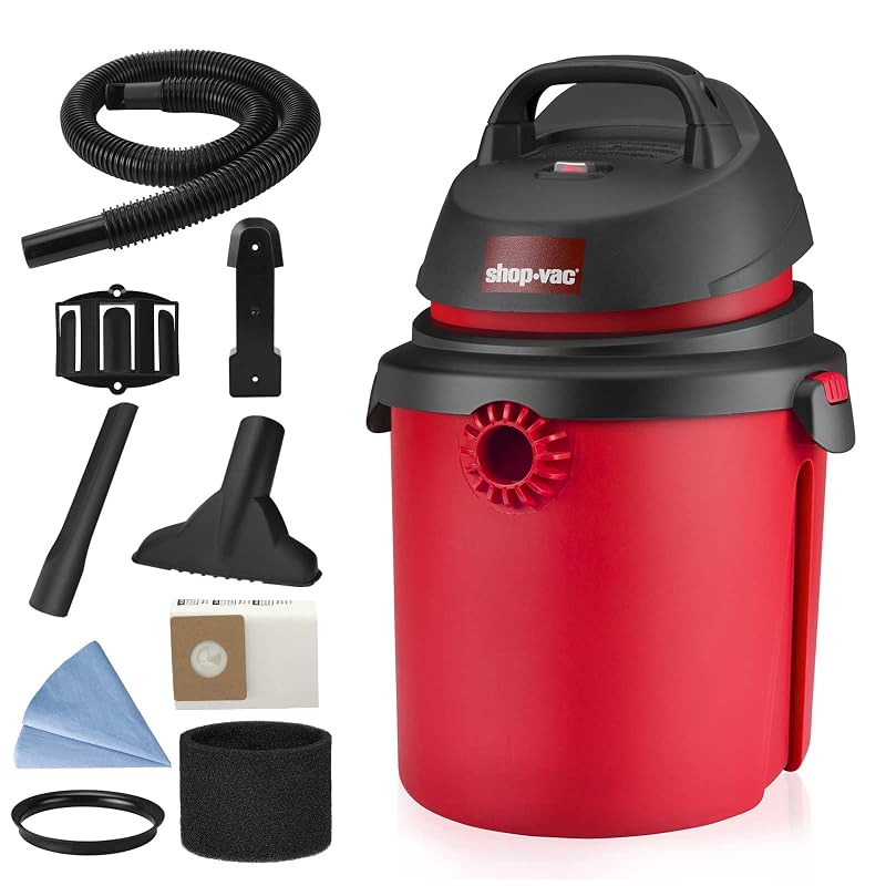 Aspirador de Pó e Líquidos Shop-Vac Compacto 4 Galões (15,1 L), 4,0 Peak HP, Parede e Soprador, Vermelho
