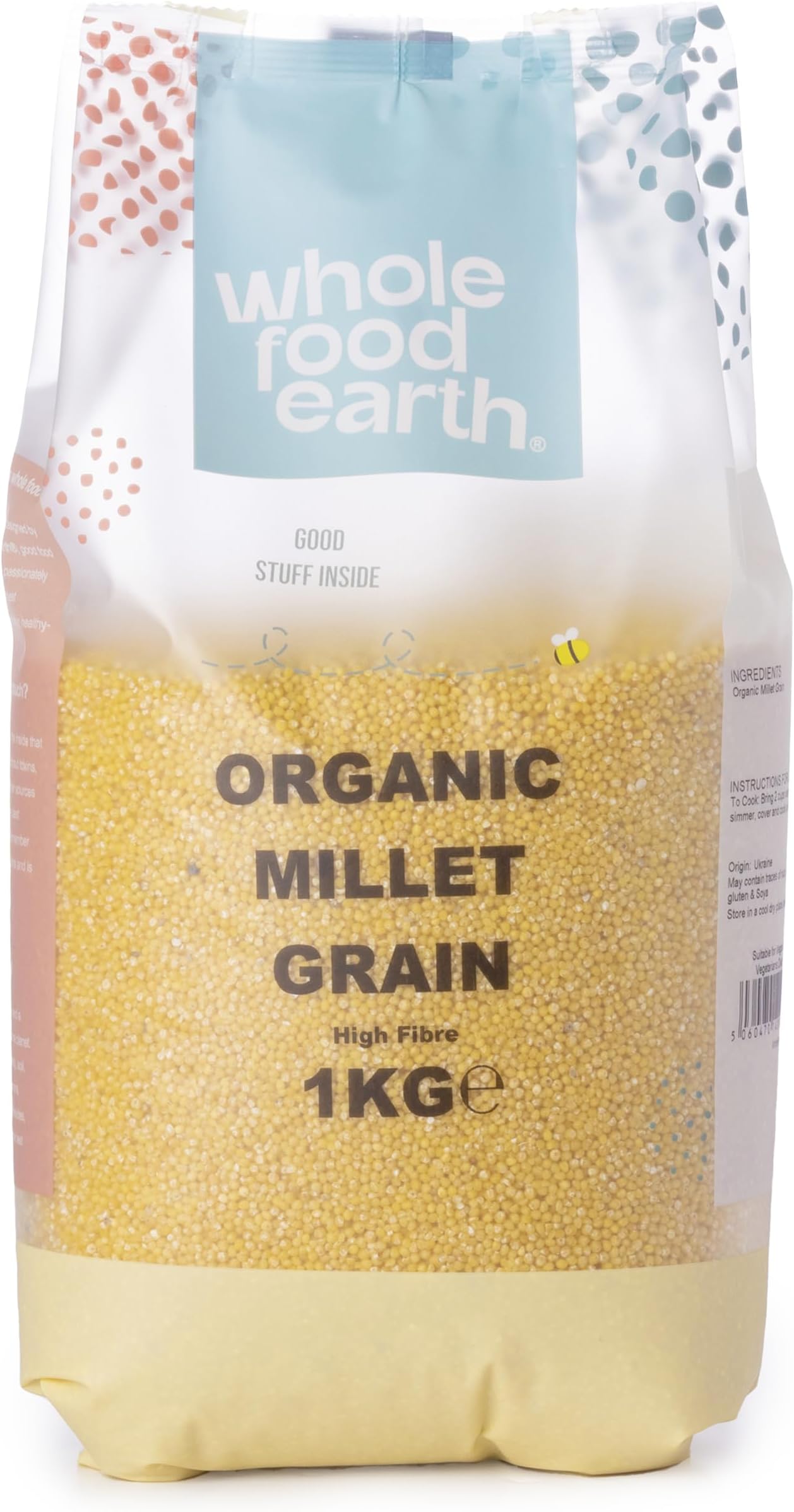 Wholefood Earth Organic Millet Grain – 1 kg | GMO Free | Vegan | High Fibre | Certified Organic