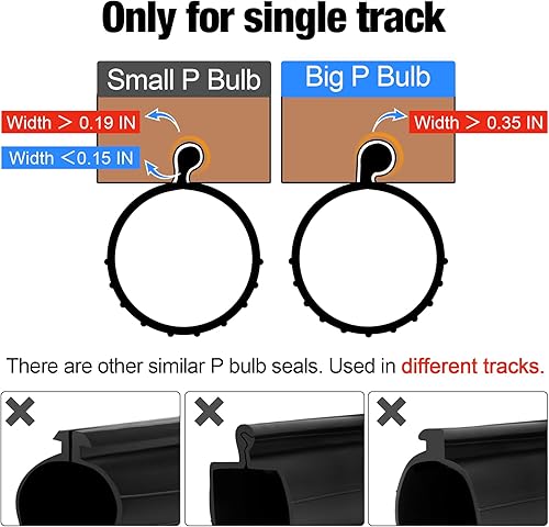 Miniatura 10 de Sellos para puerta de garaje de 18 pies, sello inferior de goma en la parte inferior de la bombilla P, resistente a la intemperie, burlete de