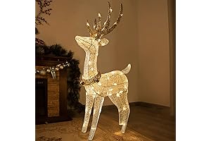 PEIDUO Christmas Reindeer Outdoor Decorations, Lighted Reindeer Yard Decorations for Lawn Porch...