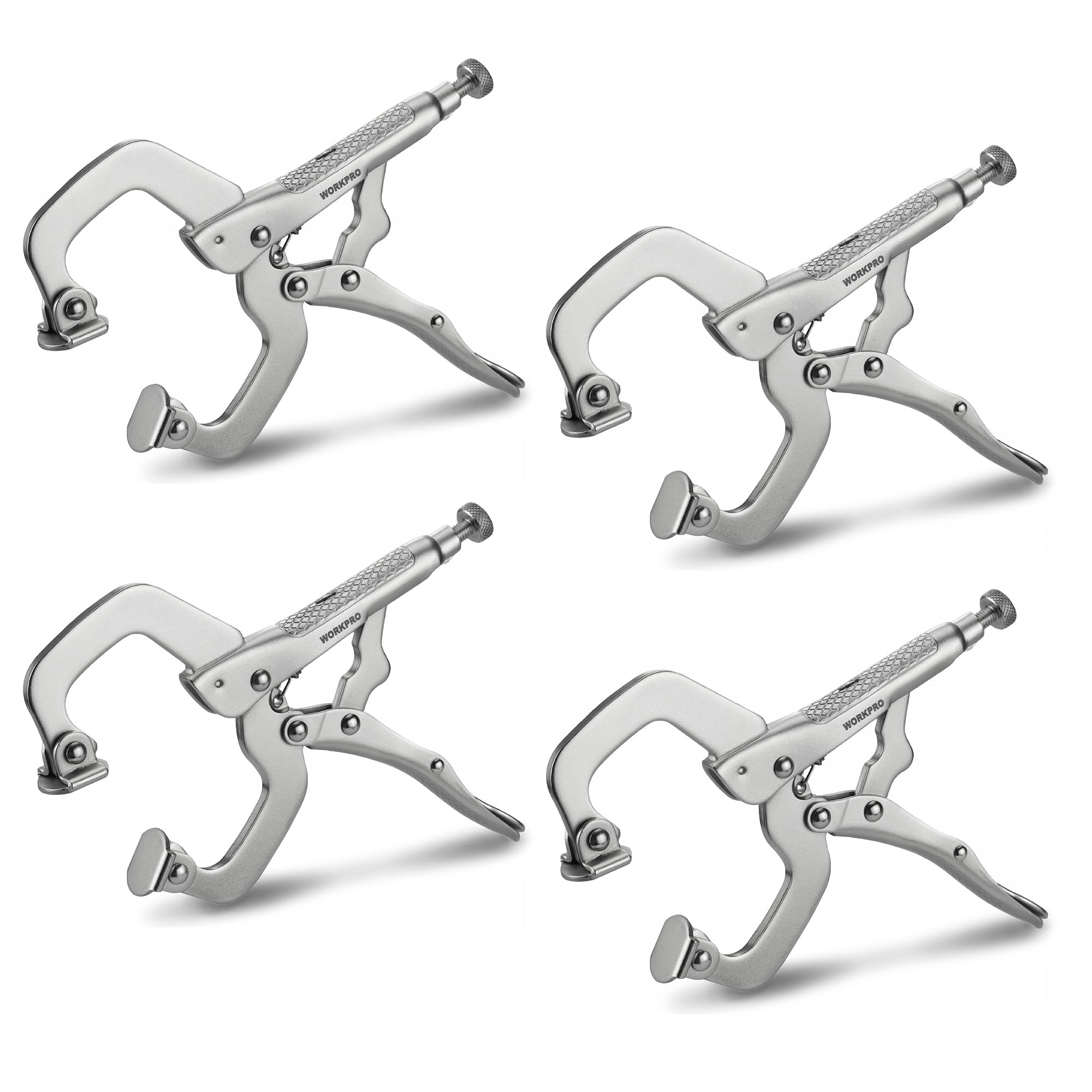 WORKPRO Lot de 4 pinces à souder réglables et robustes de 15,2 cm avec coussinets pivotants, pour le travail du bois, le travail du métal, la réparation automobile et l'atelier à domicile