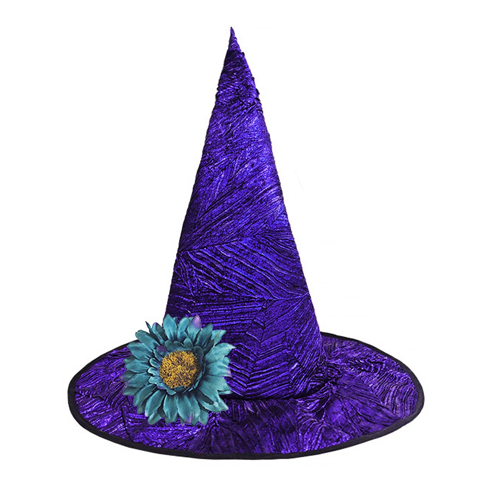Faxianther Women Witch Hat with Detachable Flower Pointed Witches Hat Gothic Wicked Wizard Headdress Headwear Witch Costume Accessories for Adult Hallowen Carnival Christmas Masquerade Cosplay Party
