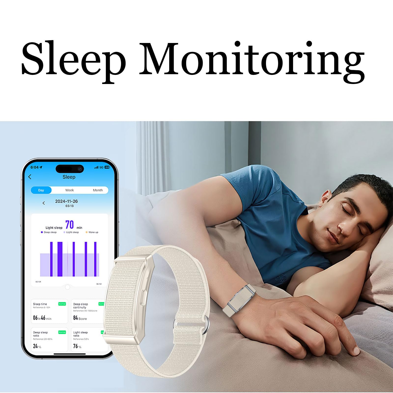 findtime Pulsera de actividad sin pantalla, podómetro, monitor de sueño, monitor de frecuencia cardíaca, calorías, seguimiento de distancia, modos multideporte, IP68, resistente al agua, ligero, 2