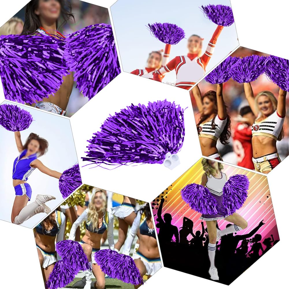 Cheerleading Poms, 6 pz Pom Pom per Feste Sportive Viola
