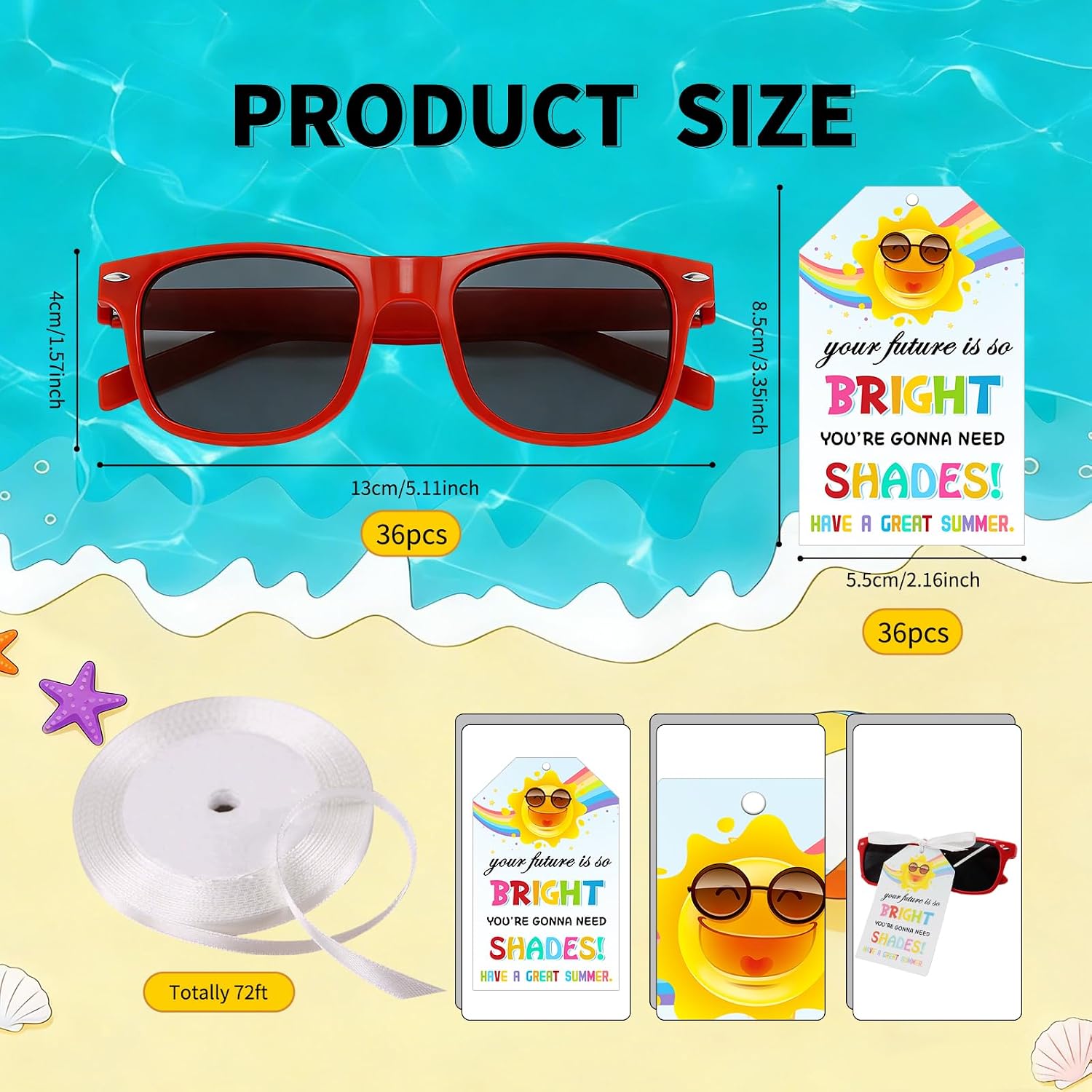 36 Pack 2026 Graduation Sunglasses for Kids, End of School Year Party Decor with Future is So Bright Tags, Pre K Preschool Kindergarten Graduation Gifts & Party Supplies