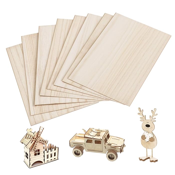 Buy ilauke Basswood Sheets for Cricut Maker 8Pcs Unfinished Cricut Wood