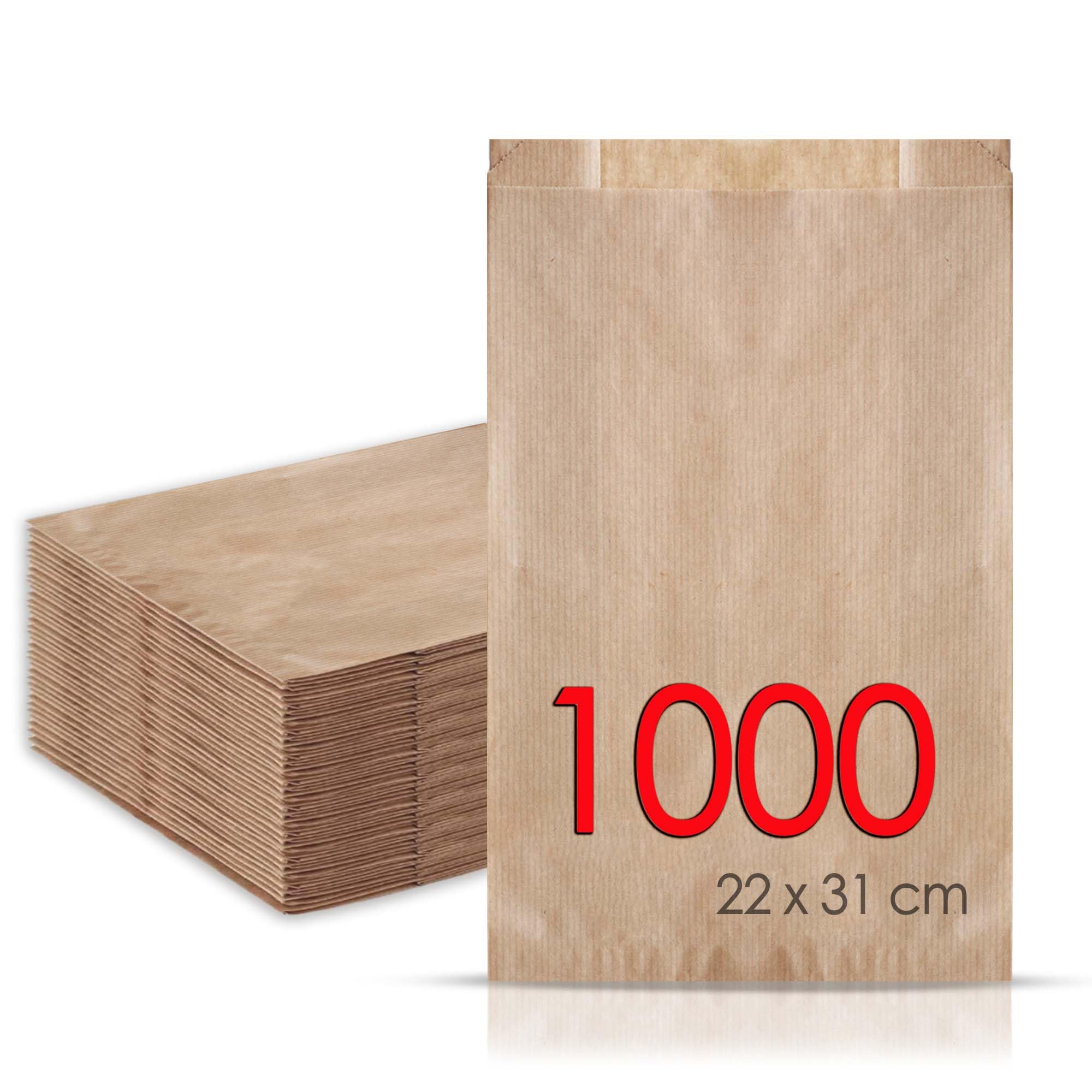 1.000 Bolsas de papel kraft 22+7x31 Bolsas para pan, bolsas comunión, bolsas chuche, bolsa regalo, bolsa panadería, bolsas para regalo, bolsas bocadillo, panadería, sandwich