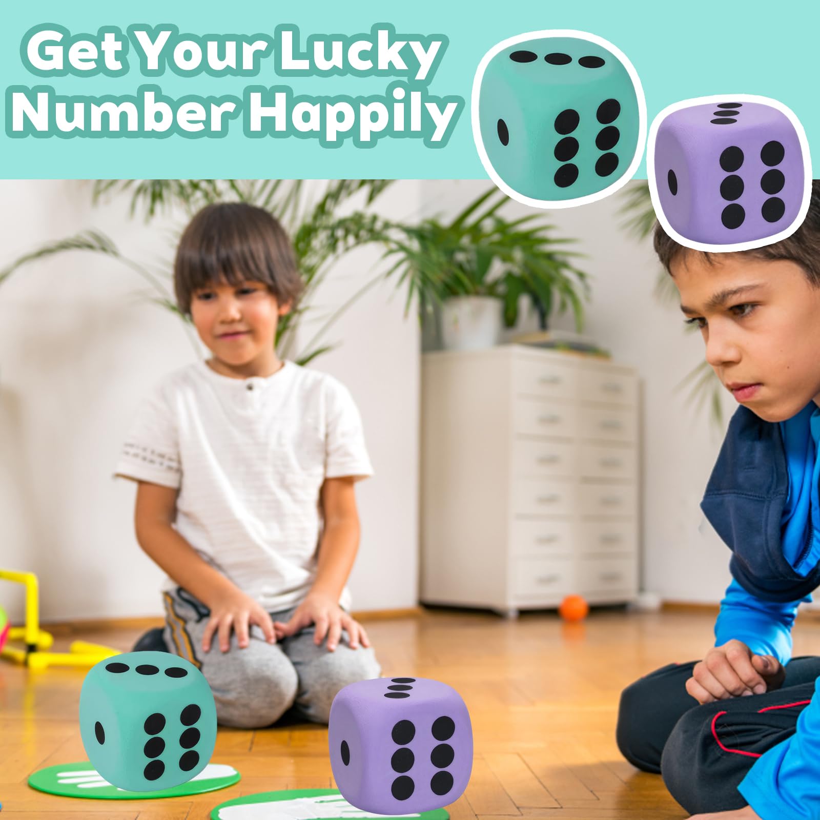 2pcs Large Dice Set, 8cm Rounded Corners Large Foam Dice, With Numerical Dots Giant Foam Dice, Cube Fidget Toy - Image 4