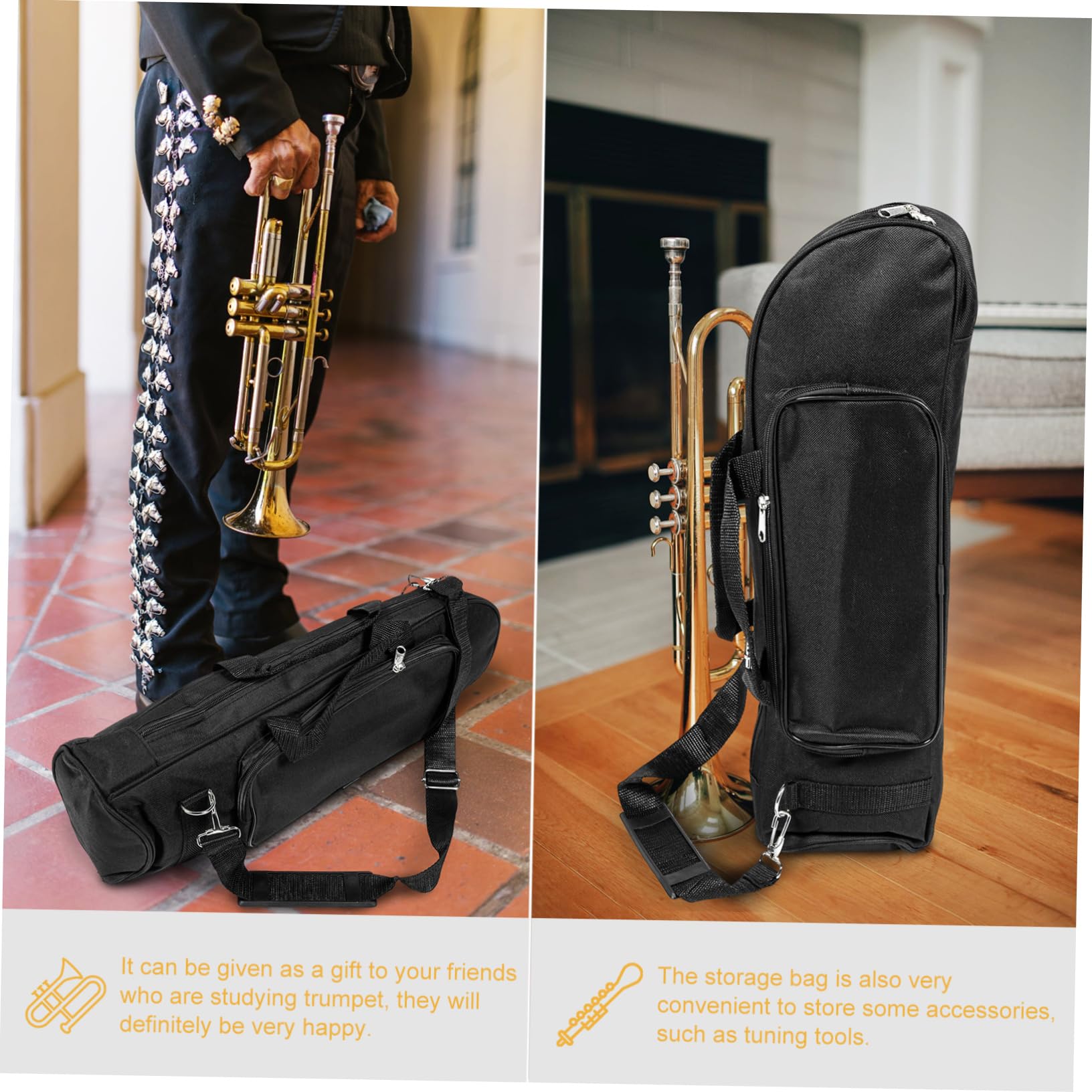 FUNOMOCYA Trumpet Carrying Bag Hardcase Storage Bag for Trumpet Wind Instrument Case Handheld and Shoulder-strap Design