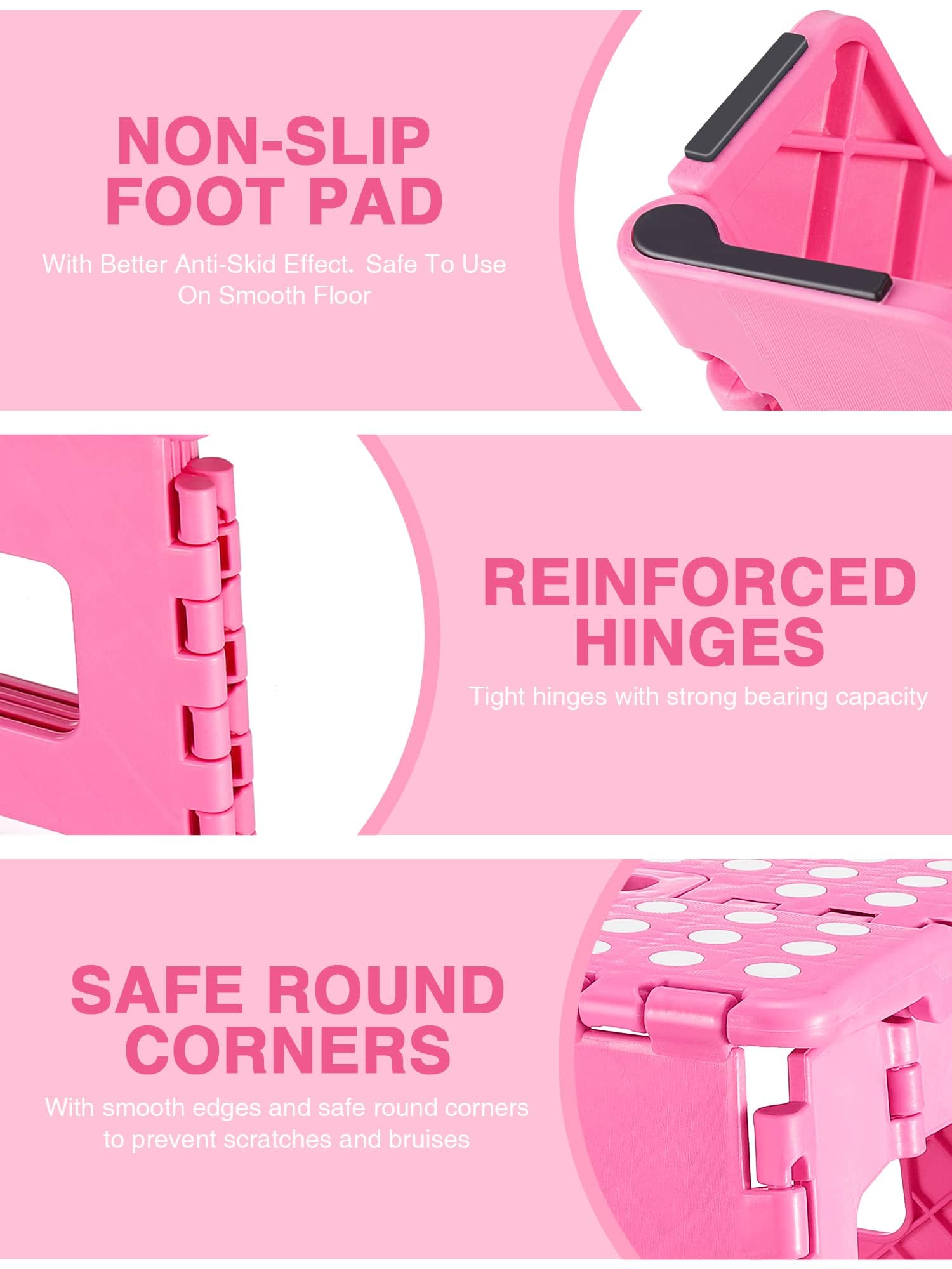 EasySpeed Taburete Plegable Cocina Baño Escalera Pequeña 150kg 29x22x32cm Rose