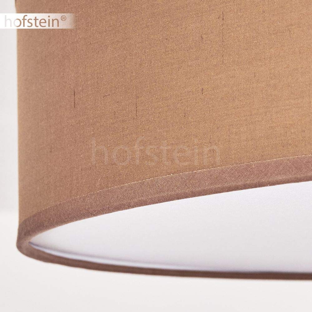 HOFSTEIN Deckenleuchte Foggia, runde Deckenlampe aus Metall/Stoff in Nickel-matt/Braun/Weiß, moderne Leuchte im Retro/Vintage-Design (Ø 60 cm), 3 x E27, Wohnzimmer, Esszimmer, Schlafzimmer, Küche