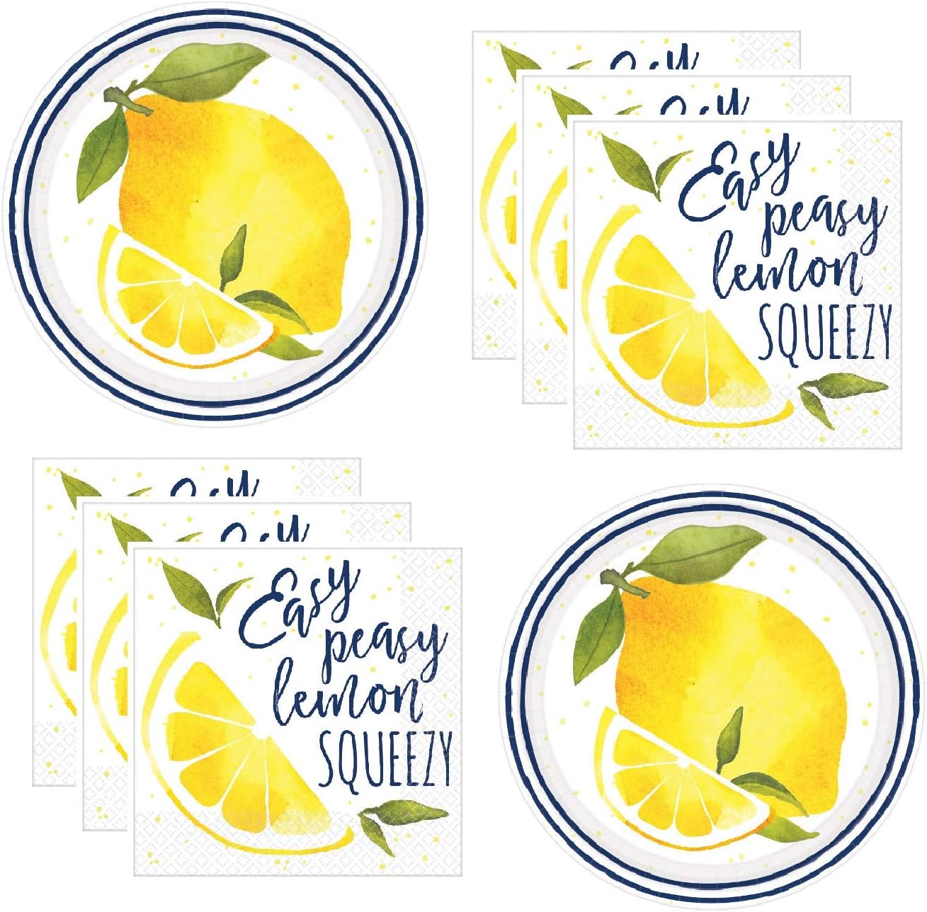 Lemon Party Supplies Themed Paper Plates And Napkins Serves 24 Guests