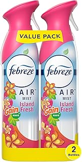 Febreze Air Mist Air Freshener Spray, Odor-Fighting Room Spray, Air Fresheners for Home and Bathroom and Kitchen, Aerosol Can, Gain Island Fresh Scent, 8.8oz, (Pack of 2)
