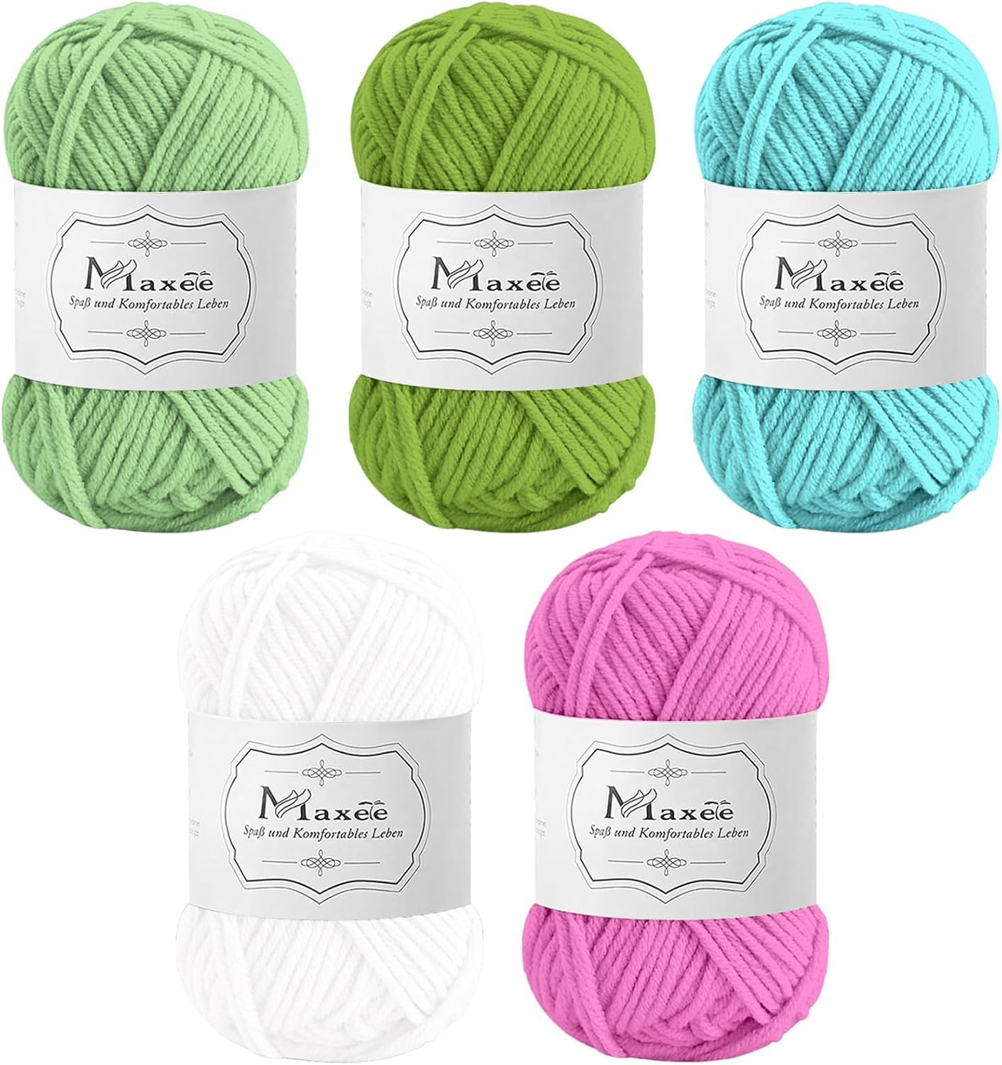 Maxee Häkelgarn 500g (50g*10 Farbe), Acryl Wolle Zum Stricken, Garn zum Häkeln und Stricken, Hand Knitting Yarn Set, Handstrickgarn Baumwollgarn für Häkeln, Wolle zum Stricken und Kunsthandwerk