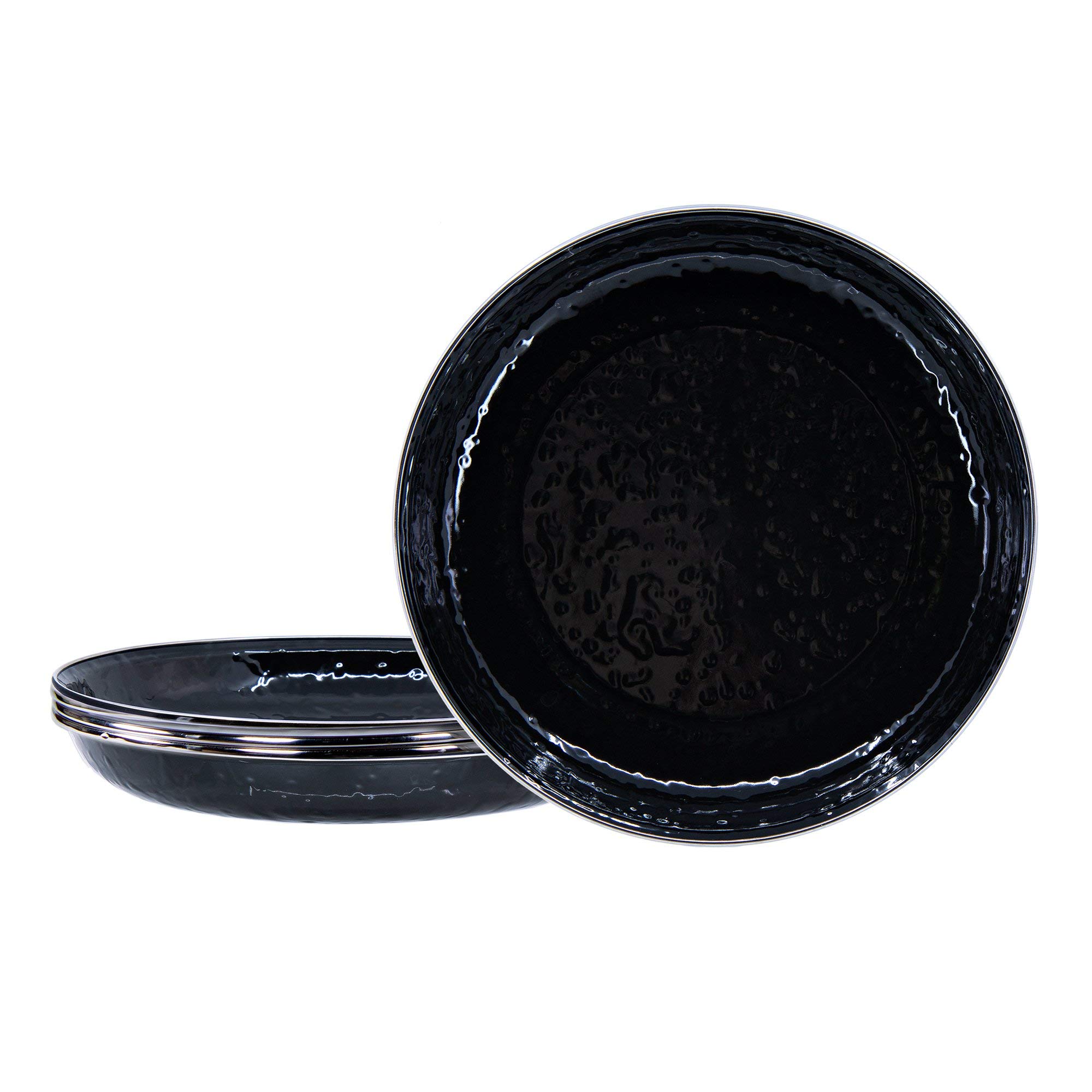 Golden Rabbit Enamelware - Juego de 4 platos de pasta de 10 cm (negro sólido)
