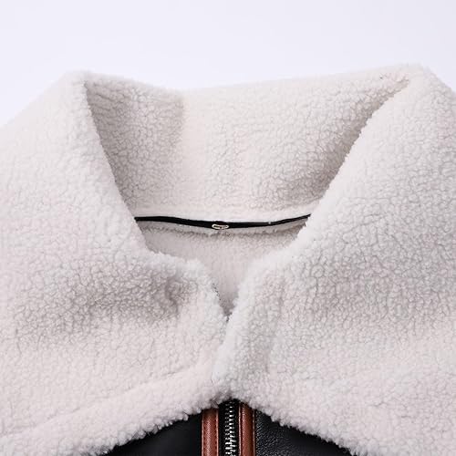 Miniatura 28 de JOFOW Chaquetas de gamuza para mujer, con solapa, cuello de vellón, con cinturón, forro de franela, abrigos, holgados, a la moda, talla extra grande