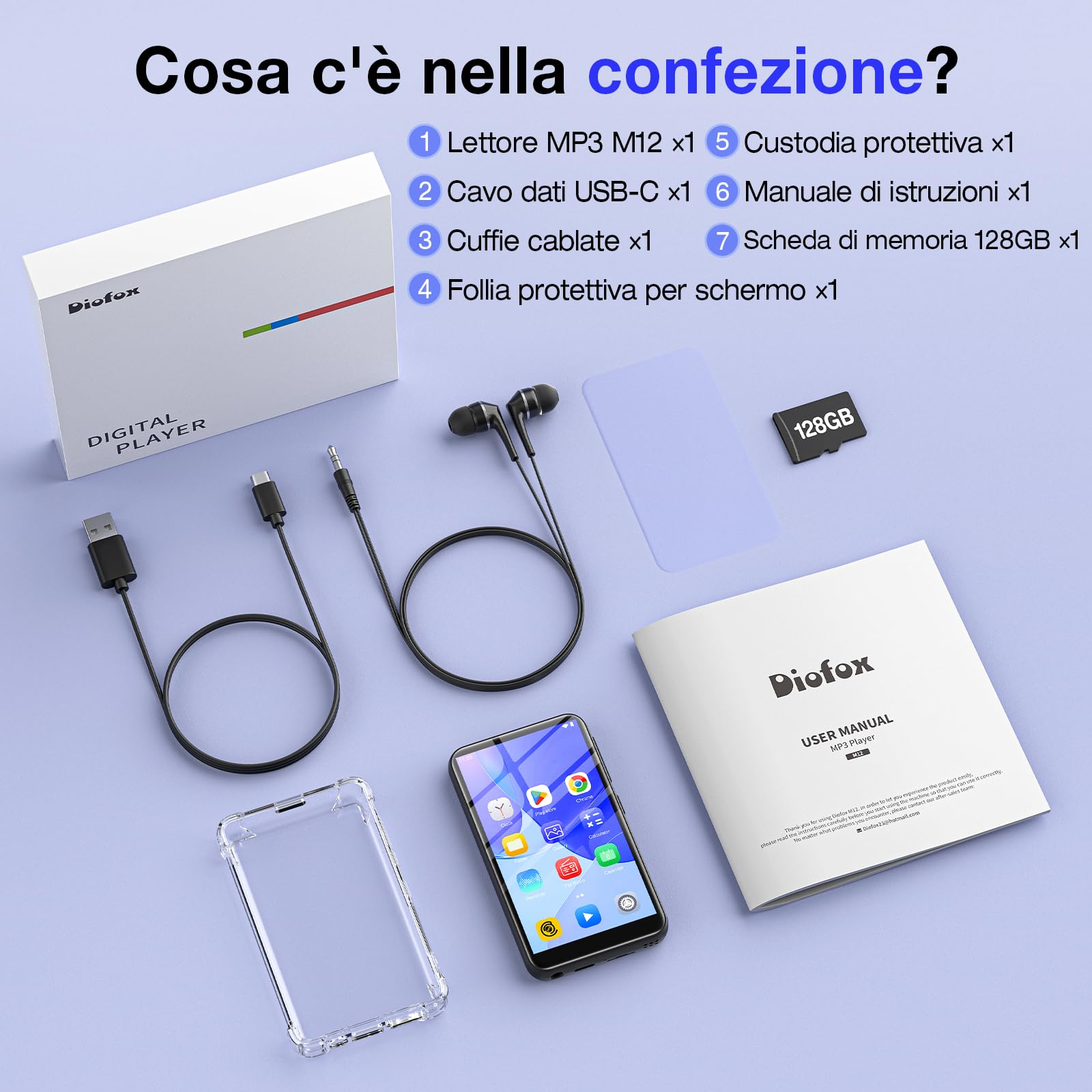 160 GB Reproductor MP3 con Spotify, Bluetooth y Wi‑Fi, MP3 Player Android 13, Reproductor MP4 Amazon Music, Reproductor MP3/MP4 para niños, Pantalla táctil HD de 4,02 Pulgadas, Audible, Play Store