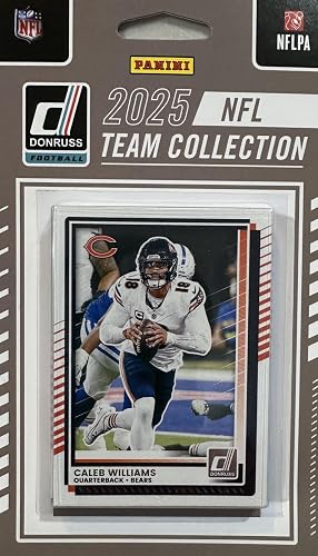 Chicago Bears 2025 Donruss Factory Sealed 12 Card Team Set Featuring Caleb Williams, Cole Kmet and Rome Odunze with Rated Rookie Cards of Colston Loveland and Luther Burden III Plus