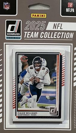 Chicago Bears 2025 Donruss Factory Sealed 12 Card Team Set Featuring Caleb Williams, Cole Kmet and Rome Odunze with Rated Rookie Cards of Colston Loveland and Luther Burden III Plus