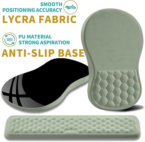 Miniatura 6 de Hokafenle Juego de alfombrilla de mouse ergonómica 2 en 1 con soporte para muñeca y reposamuñecas para teclado de computadora, con diseño de gel