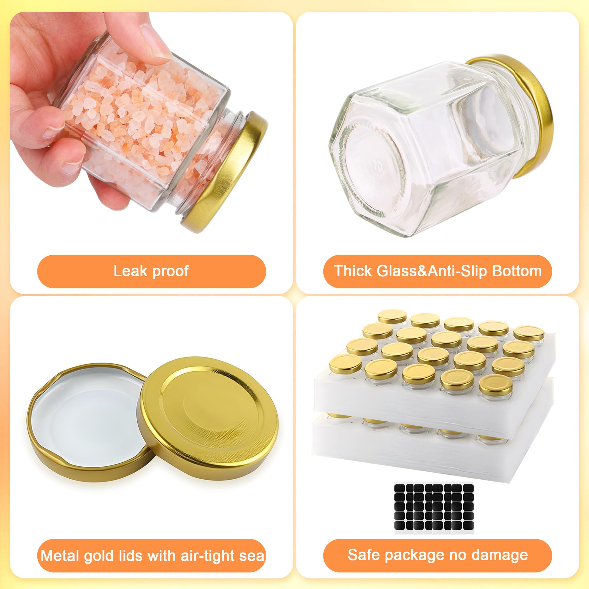 GIVAMEIHF Confezione da 40 piccoli barattoli in vetro con coperchio, per bomboniere, baby shower, barattoli ermetici in vetro con coperchio, per spezie, caramelle, marmellate