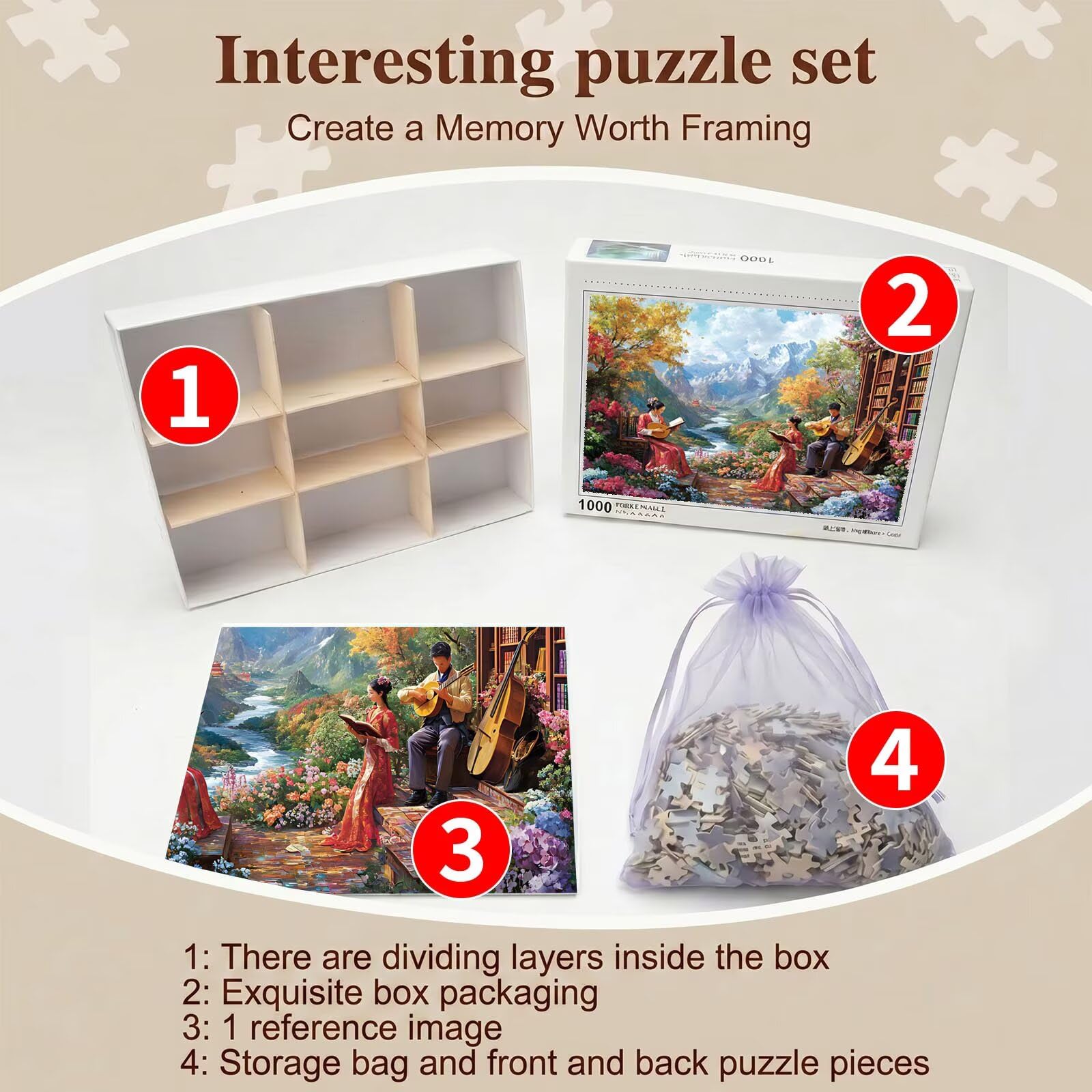 Puzzle 2000 Pezzi Classici, Puzzle paesaggio fiore 99 x 70 cm, Gioco Educativo e Antistress in Legno con Poster Incluso, Ttività DIY per Famiglia, Regalo per Appassionati, Decor Parete Casa, f0-506