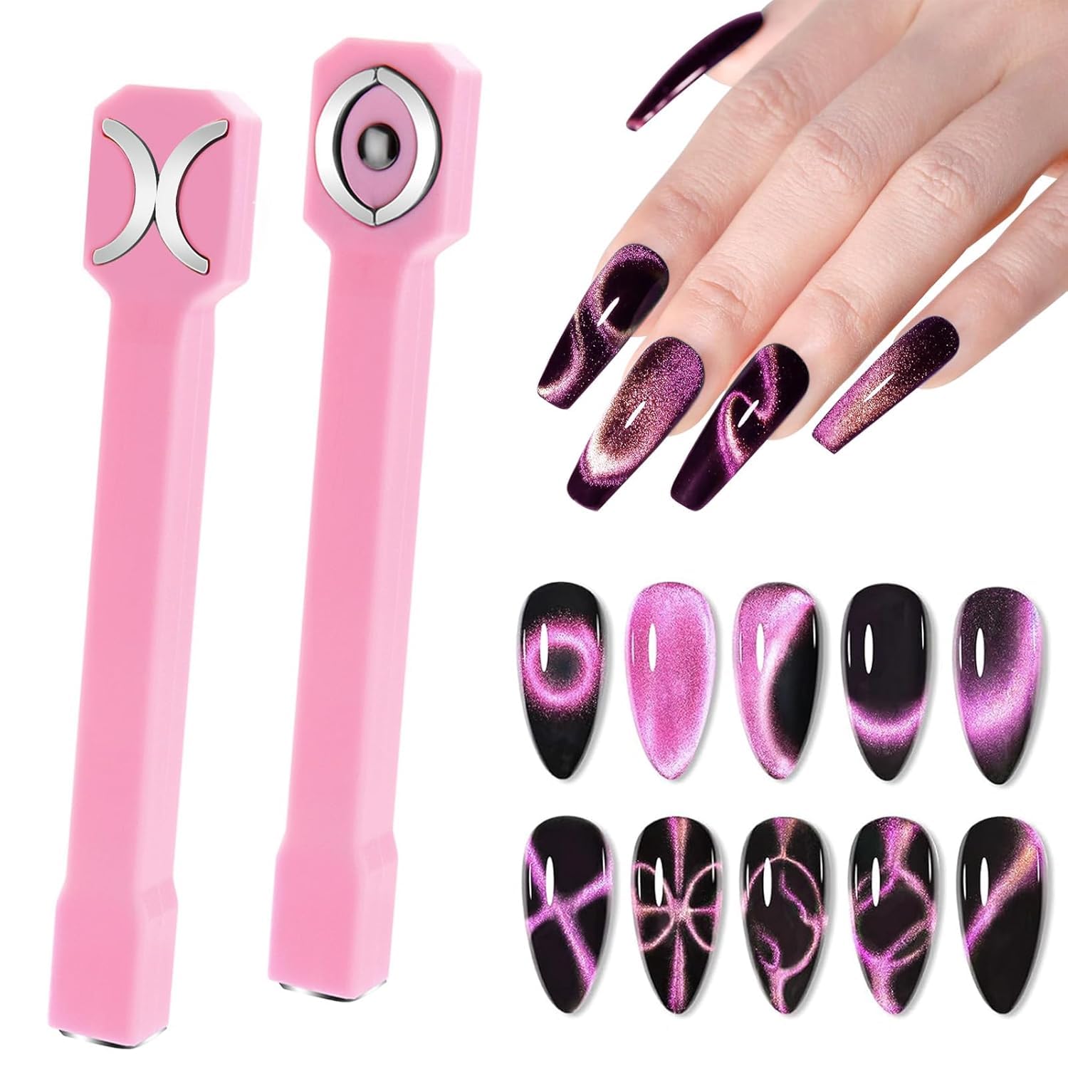 NAILWIND 3-in-1 Cat Eye Magnet for Nails, Multi-Function Nail Magnet Stick, Upgraded Cateye Magnet Tool for 3D Magnetic Cat Eye Gel Polish Nail Art, Salon & Home Use-image-43