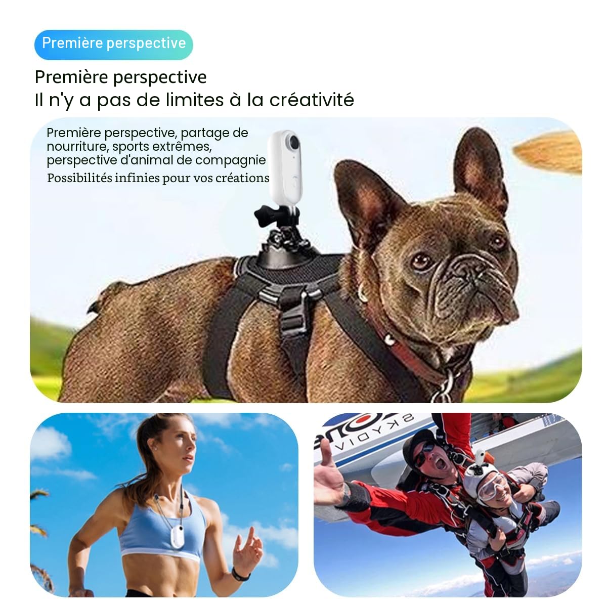 Winnes Mini Camera Sport 1080P WiFi Caméra Vlog Objectif Grand Angle de 120°,Thumb Camera Action IP68 Étanche à 30M,Batterie 800 mAh Convient pour Vélo,Ski,Plongée,Animaux