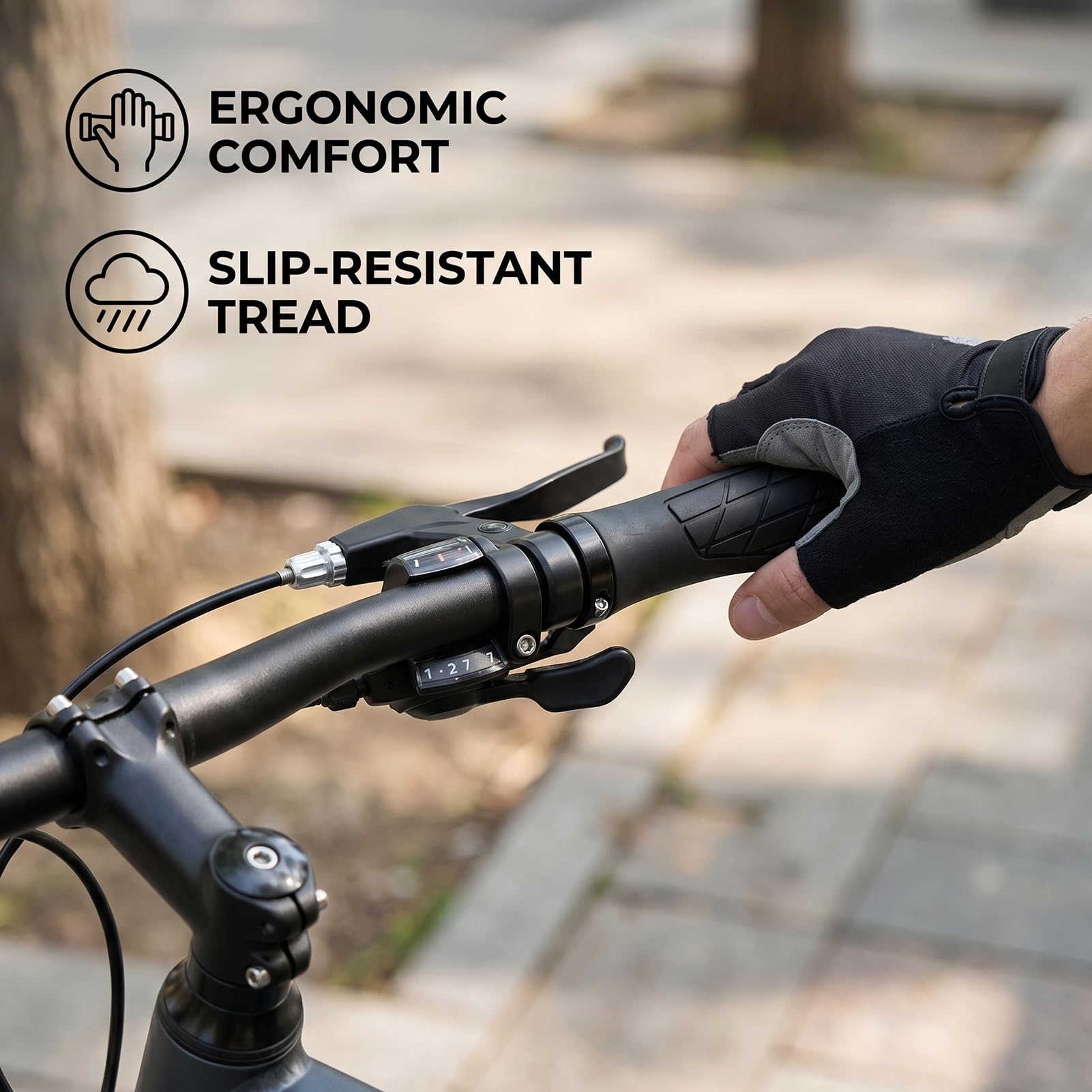 Cocoarm Ergonomiczne Chwyty na kierownicę Roweru Miękka Guma Chwyty do Rowerów Górskich Antypoślizgowe Amortyzacja Dopasowanie do Dłoni Elastyczna Konstrukcja dla Osób Dojeżdżających Pracy na Rowerach