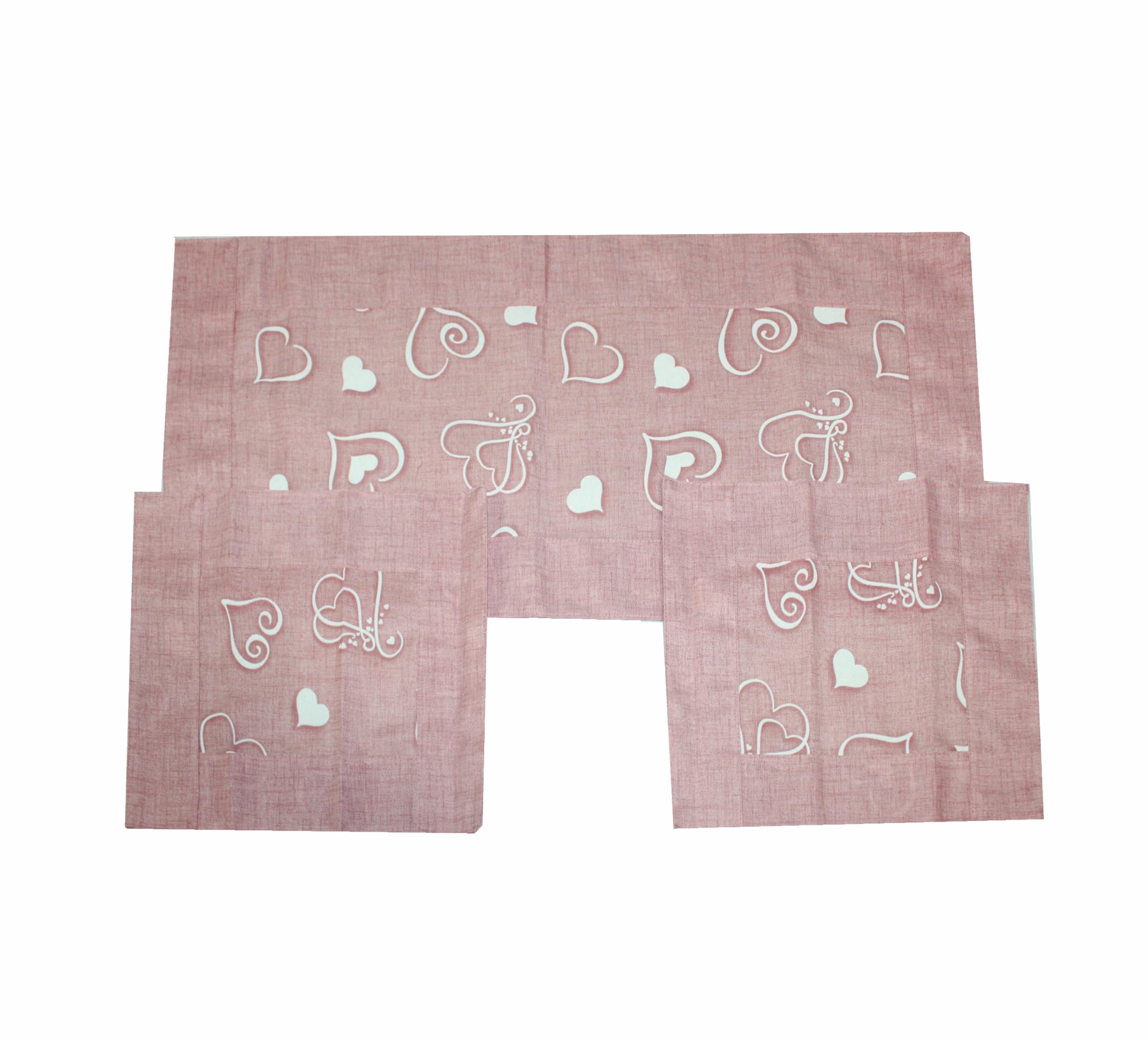 Tris Centrini E Runner Russo Tessuti - Motivo Cuori, Shabby Chic, Rosa, Policotone - Foto 3