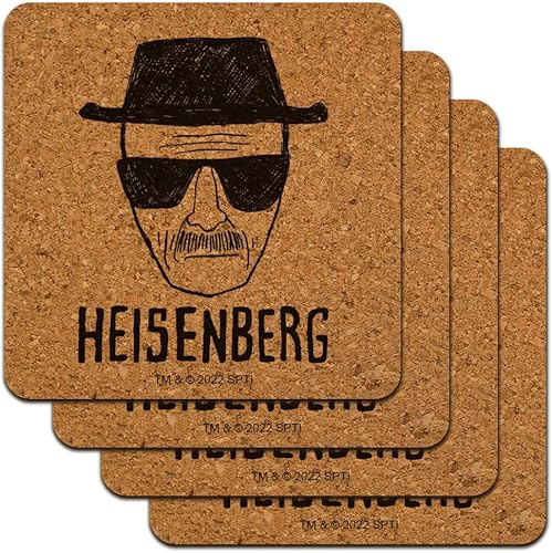 Breaking Bad Classic Heisenberg Low Profile Novelty Cork Coaster Set