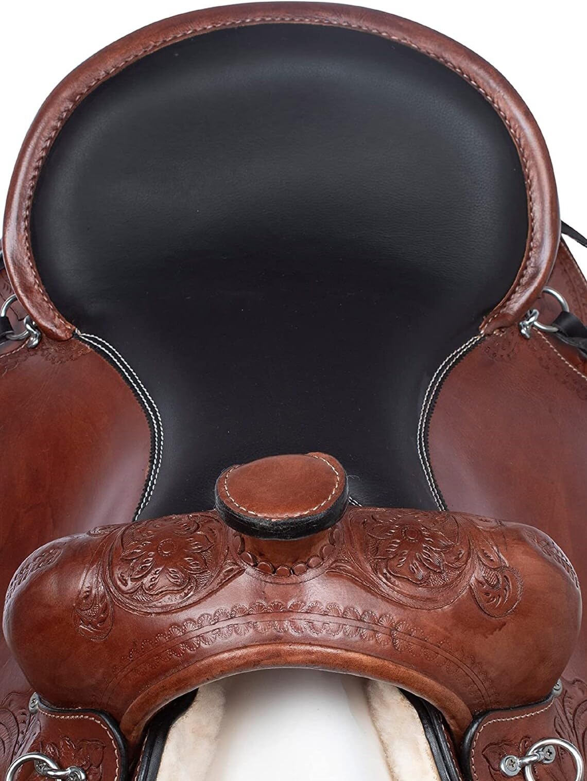 Western Horse Saddle Leather Pleasure Trail Endurance Brown Round Skirt Tack Riding Set 25,4 cm a 45,7 cm ME-WLS-108