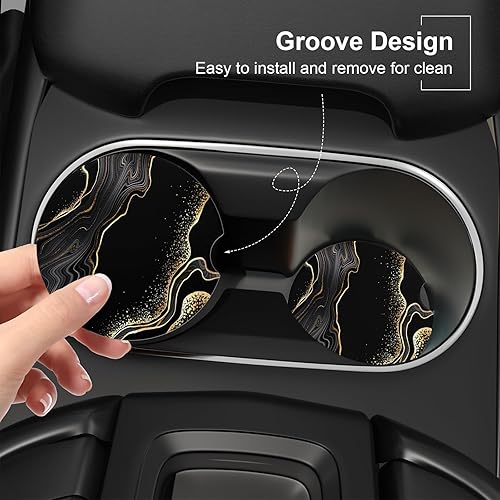 Miniatura 6 de Portavasos para automóvil, posavasos para portavasos de automóvil, paquete de 2 unidades, insertos antideslizantes universales de cerámica