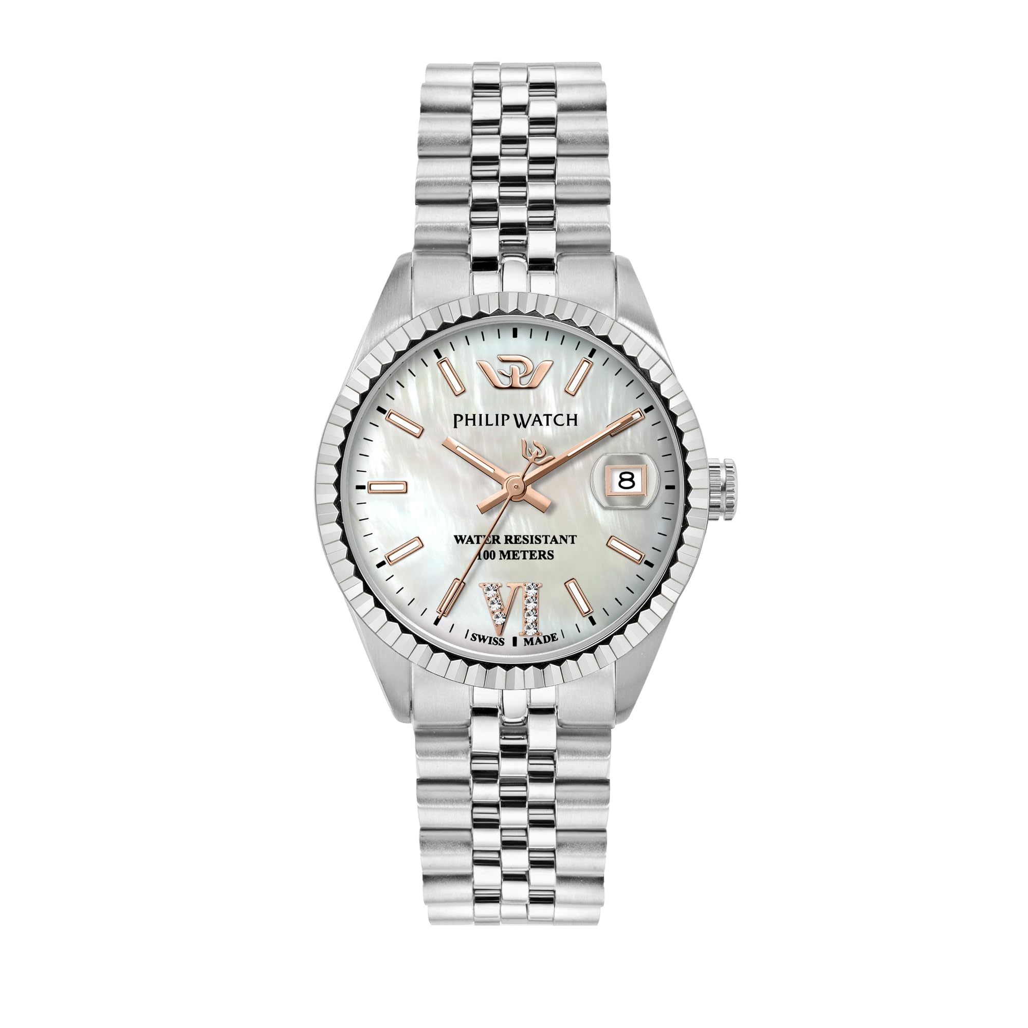 Philip Watch Orologio Donna in Acciaio, Tempo, Data, Analogico, 35 mm, Collezione CARIBE URBAN, Diamanti - R8253597672