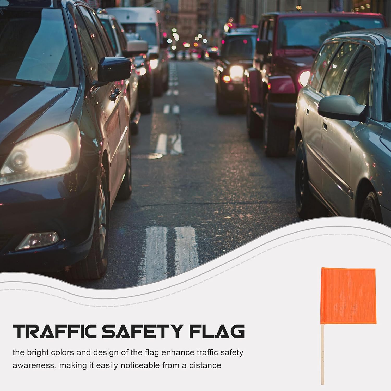 Kichvoe Traffic Safety Hand-waving Flag with Wooden Pole for Trucks Mesh Warning Flag for Highway Use for Road and Construction