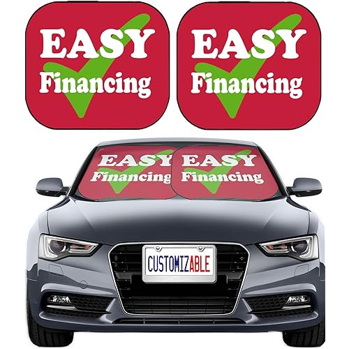 MaiZi Windshield Shade 2 pcs Universal Windshield Shade Fits Most Crossover, Compact Car, Pickup, Van Design for Easy Financing Red Car Shade - Affordable Style and Comfort with Easy Financing USA M