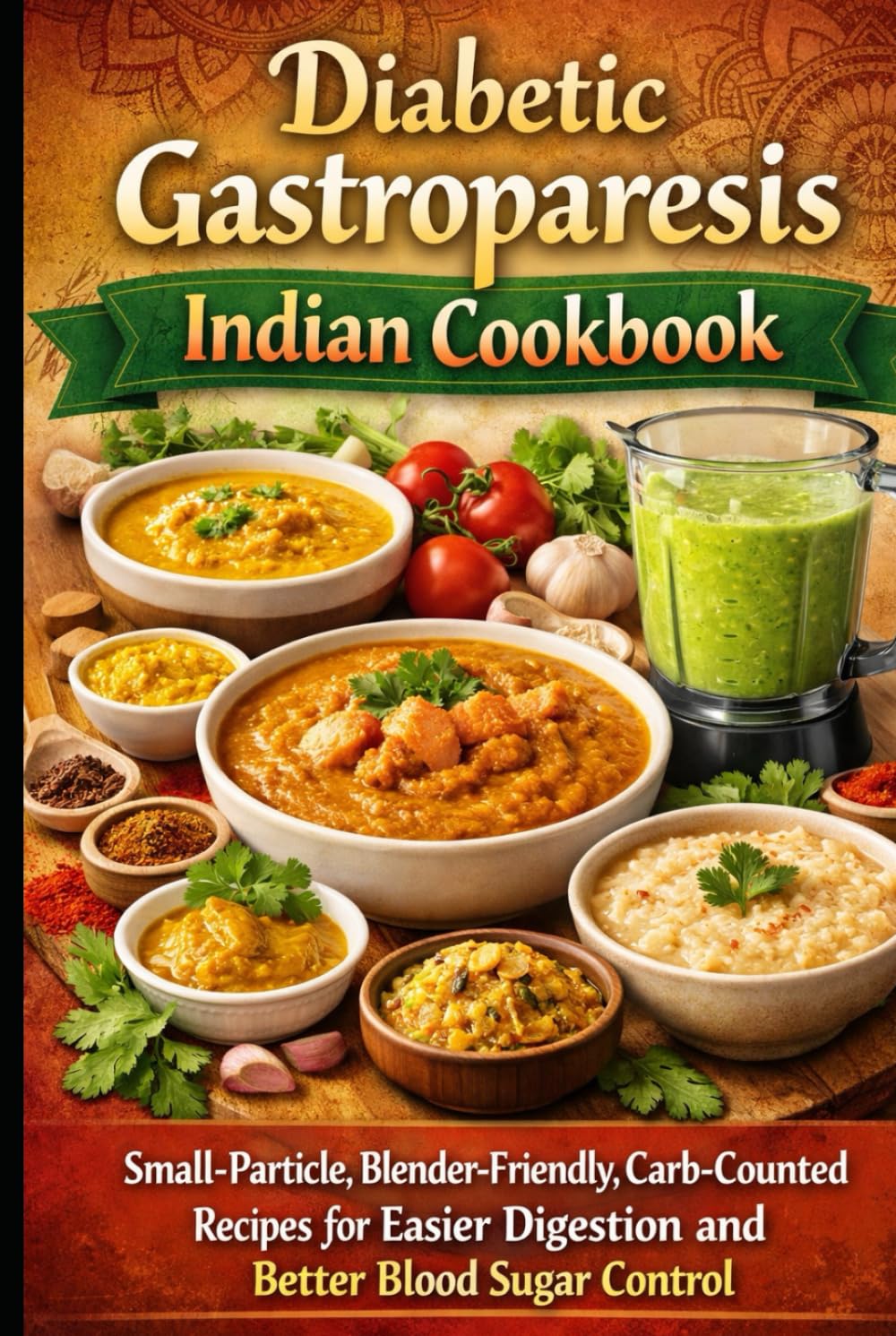 Diabetic Gastroparesis Indian Cookbook: Small-Particle, Blender-Friendly, Carb-Counted Recipes for Easier Digestion and Better Blood Sugar Control