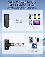 Vista 8 de Mini micrófono inalámbrico para iPhone – Mini micrófono de clip magnético con pantalla de batería 100%, reducción de ruido, Plug & Play, compatible