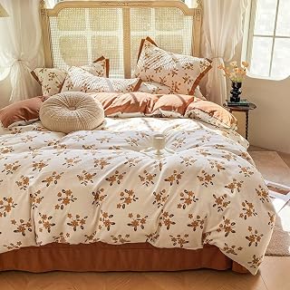 RQJOPE Bed Four-Piece Set Double Yarn Washed Cotton Sheets Summer Bedding (Size : 2.0M four piece set, Color : A)