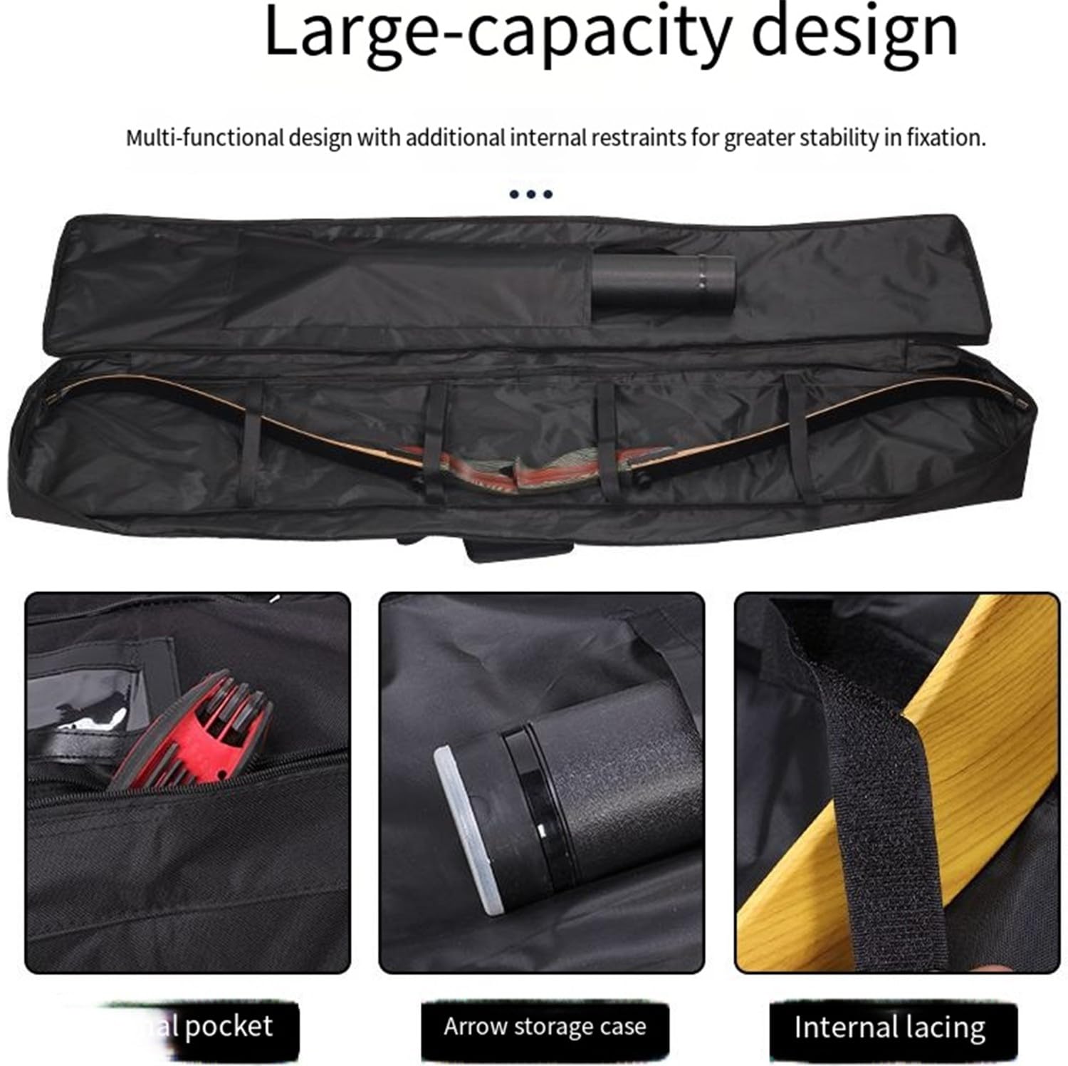 Bolsa De Recurvo Bolsa De Transporte para Arco Lona Resistente Multifuncional Correa Interior Bolsa De Arco Largo Tradicional para Almacenamiento De Accesorios Y Camping Al Aire Libre 59in