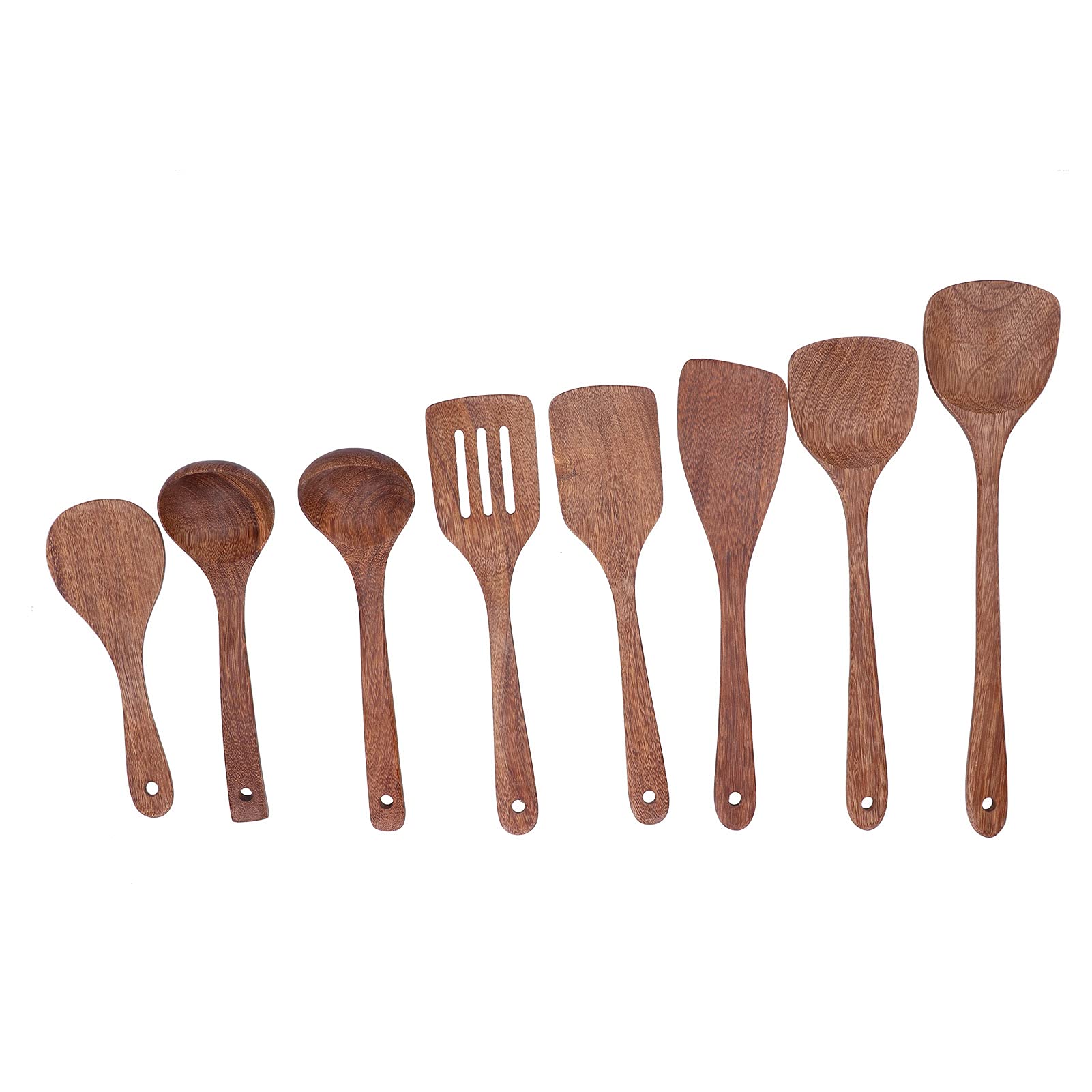 Alvinlite Set di Utensili da Cucina, 8 Pezzi di spatola in Legno, cucchiai da Cucina, per mescolare Gli Utensili da Portata per la casa