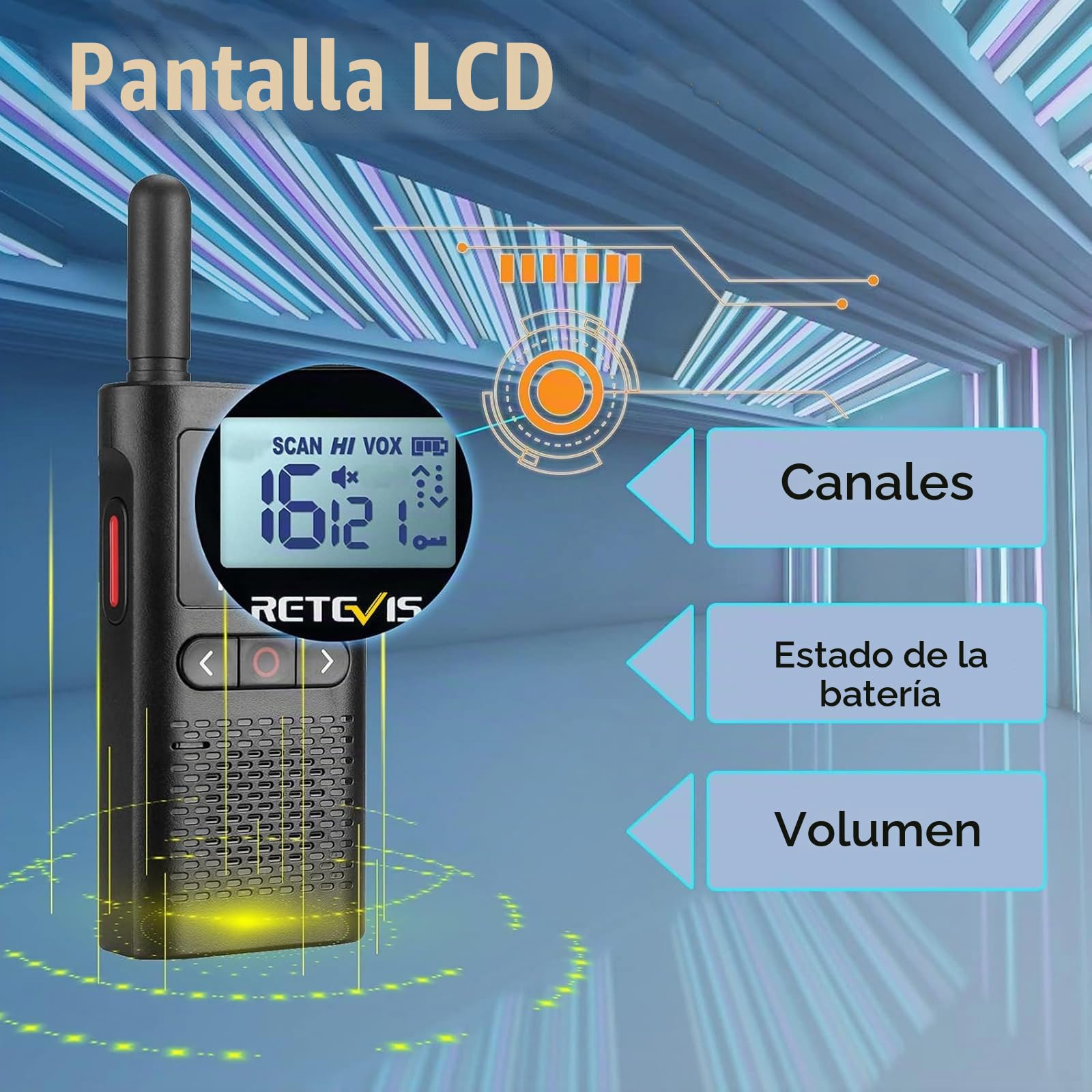 Retevis RB628 Walkie Talkie, PMR446 Mini 1500mAh Walkie Recargable, VOX Pantalla LCD, Walkie Talkie Profesional con Auriculares para Hotel, Restaurante, Peluquería (10 Piezas, Negro)