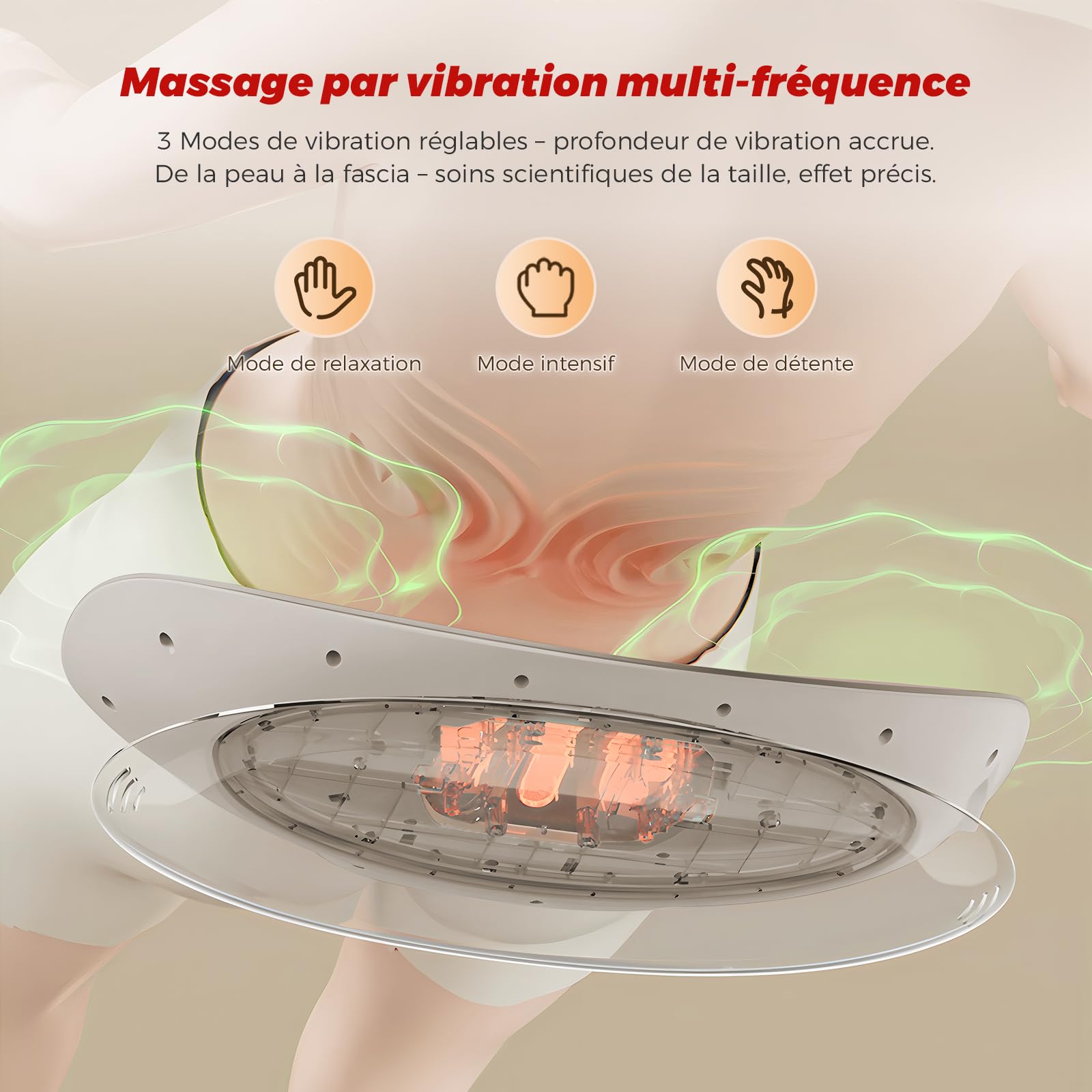 Appareil de massage lombaire avec chaleur, vibration, fonction de courbure, appareil de massage du dos avec chaleur et impulsion EMS - Appareil de massage lombaire avec vibration, hub coussin