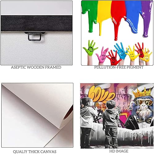 Miniatura 6 de Yatsen Bridge Banksy - Lienzo decorativo para pared, arte moderno de grafiti callejero, impresiones en lienzo de 3 paneles, póster de grafiti para